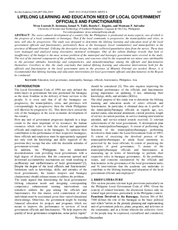 (PDF) LIFELONG LEARNING AND EDUCATION NEED OF LOCAL GOVERNMENT ...