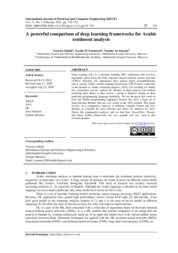 (PDF) A powerful comparison of deep learning frameworks for Arabic ...