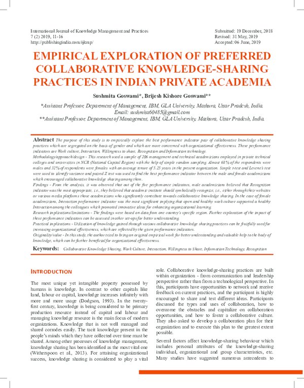 (PDF) Empirical Exploration of Preferred Collaborative Knowledge ...