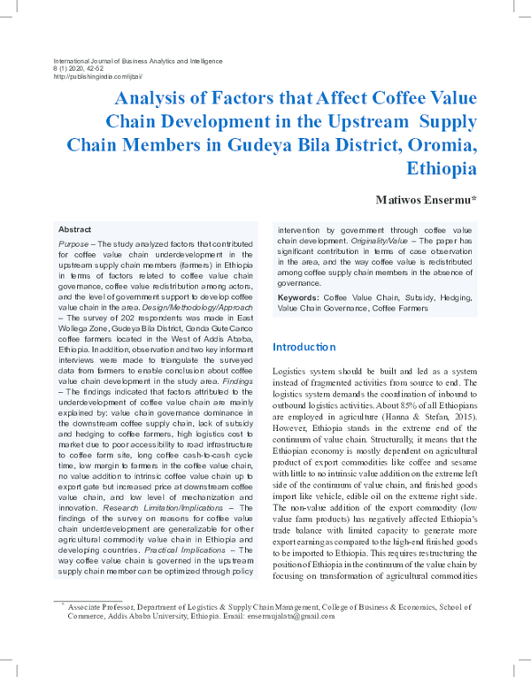 (PDF) Analysis of Factors that Affect Coffee Value Chain Development in ...