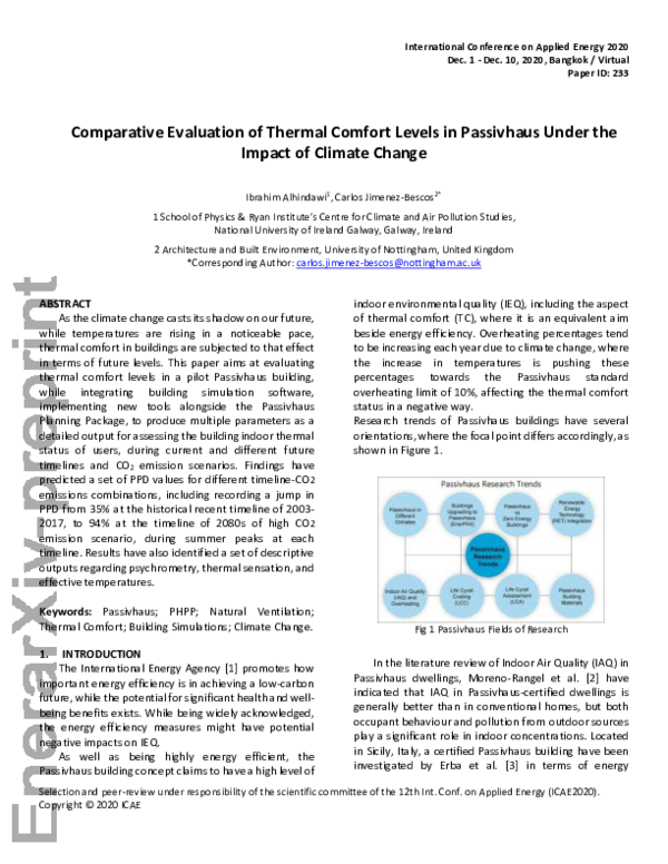 (PDF) Comparative Evaluation of Thermal Comfort Levels in Passivhaus ...