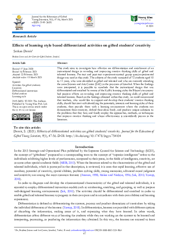 (PDF) Effects of learning style based differentiated activities on ...
