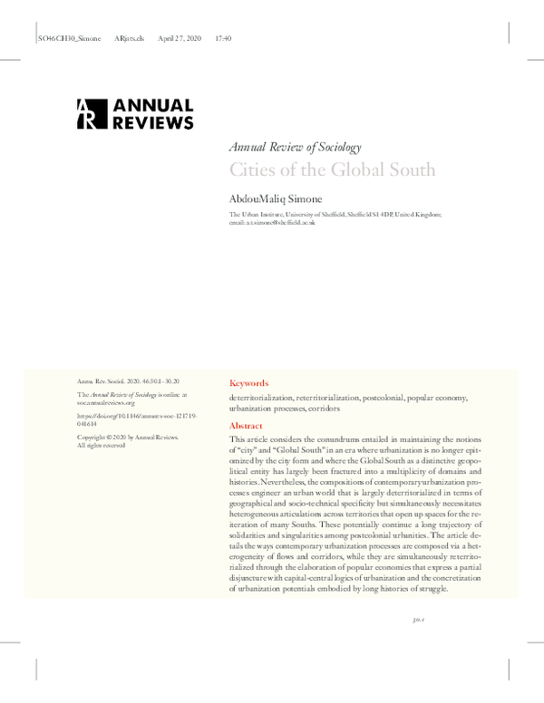  pdf annual review of sociology cities of the global south