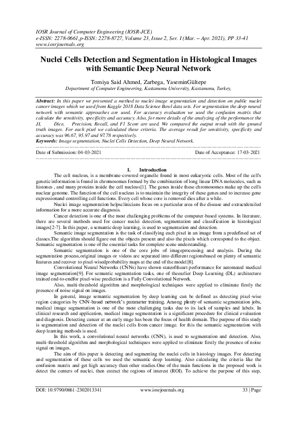(PDF) Nuclei Cells Detection and Segmentation in Histological Images ...