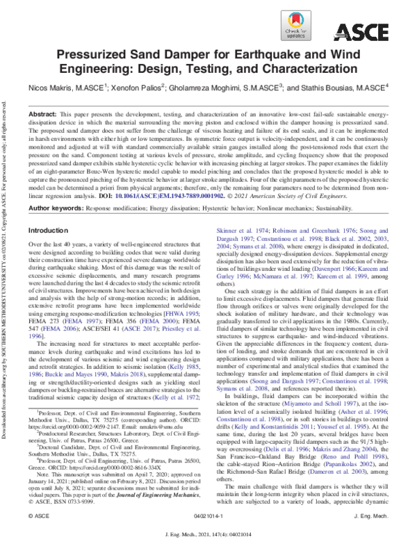 (PDF) Pressurized Sand Damper for Earthquake and Wind Engineering ...