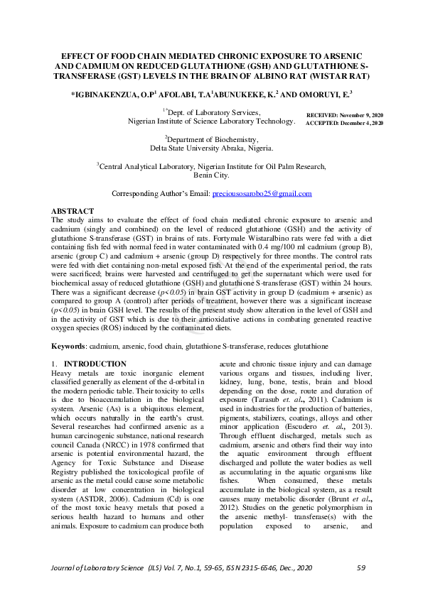 glutathione reduction of arsenate Frontiers PDF) EFFECT OF FOOD CHAIN