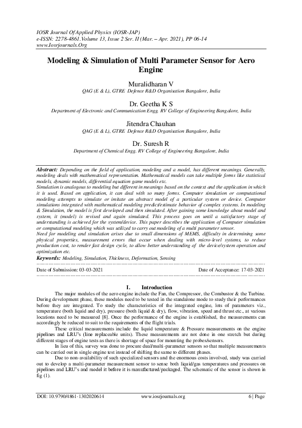 (PDF) Modeling & Simulation of Multi Parameter Sensor for Aero Engine