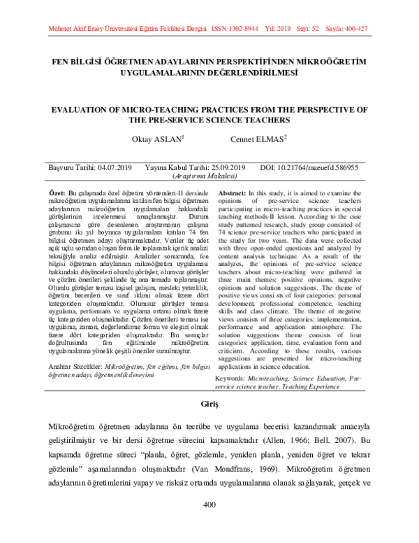 (PDF) Mehmet Akif Ersoy Üniversitesi Eğitim Fakültesi Dergisi FEN ...