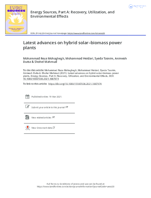 (PDF) Latest advances on hybrid solarbiomass power plants Mohammad