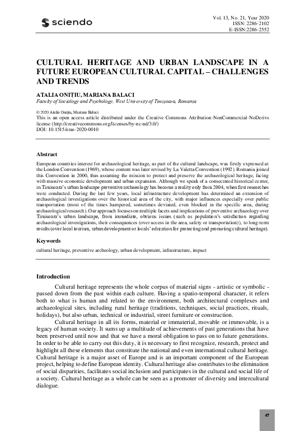 (PDF) CULTURAL HERITAGE AND URBAN LANDSCAPE IN A FUTURE EUROPEAN ...
