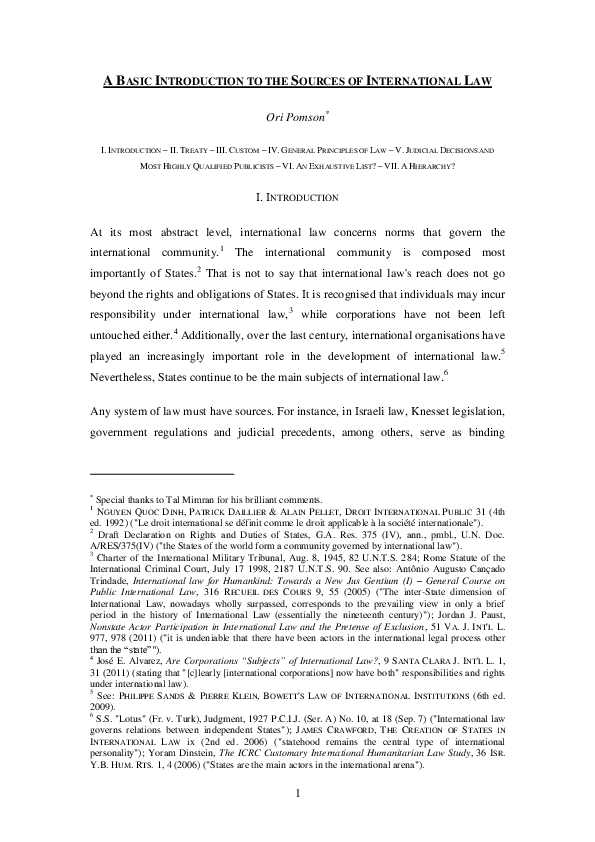 (PDF) A Basic Introduction to the Sources of International Law