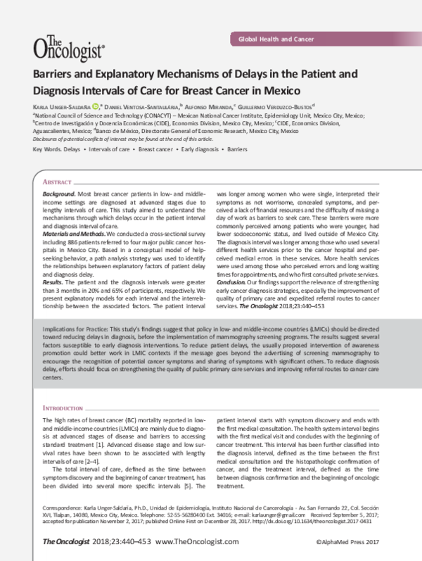 (PDF) Barriers and Explanatory Mechanisms of Delays in the Patient and ...