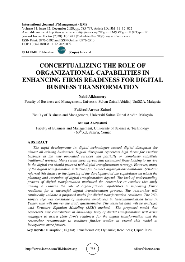(PDF) CONCEPTUALIZING THE ROLE OF ORGANIZATIONAL CAPABILITIES IN ...