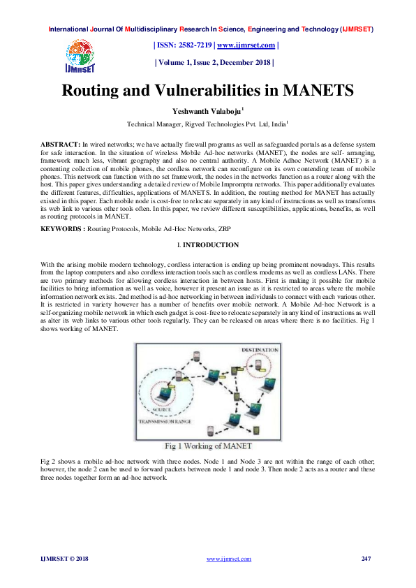 (PDF) Routing and Vulnerabilities in MANETS