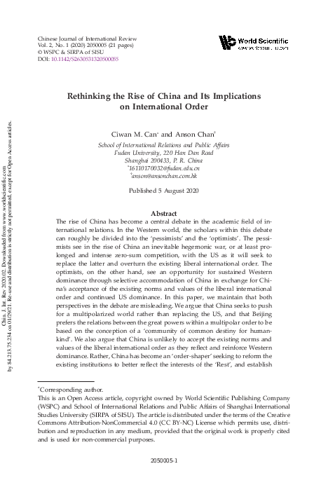(PDF) Rethinking the Rise of China and Its Implications on ...