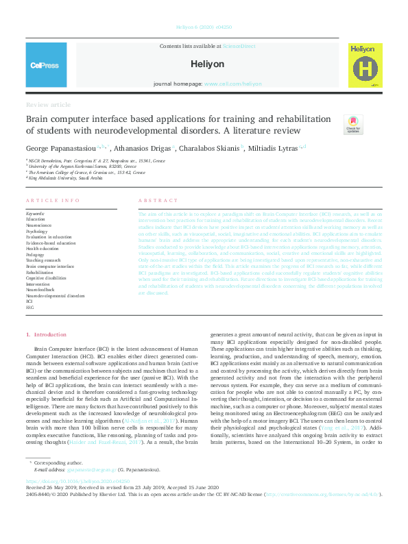 (PDF) Brain computer interface based applications for training and ...