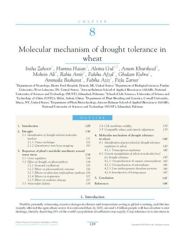 (PDF) Molecular mechanism of drought tolerance in wheat