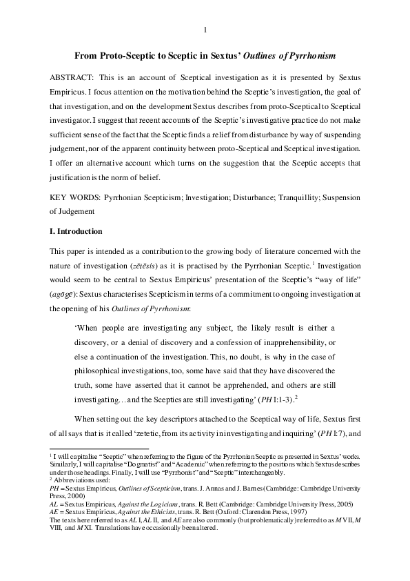  pdf from proto sceptic to sceptic in sextus outlines of pyrrhonism