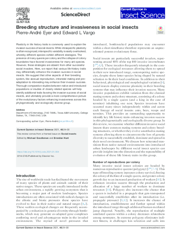 (PDF) Breeding structure and invasiveness in social insects This review ...