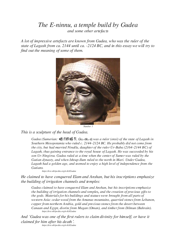 (PDF) The Eninnu, a temple build by Gudea and some other artefacts