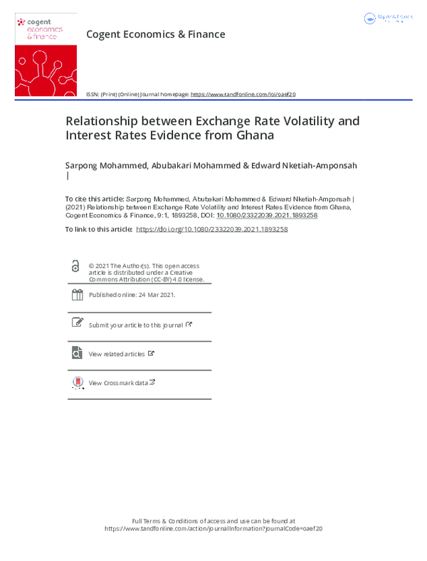 (PDF) Relationship between Exchange Rate Volatility and Interest Rates ...