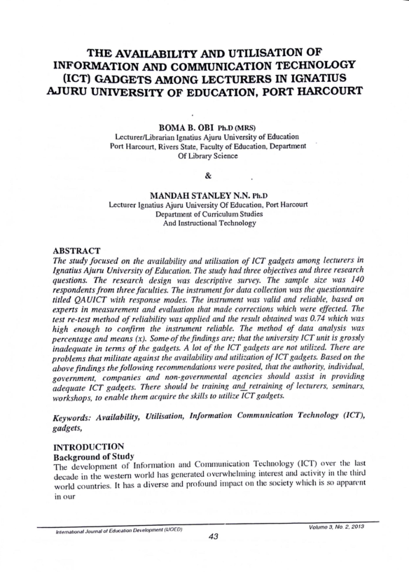 (PDF) THE AVAILABILITY AND UTILISATION OF INFORMATION AND COMMUNICATION ...