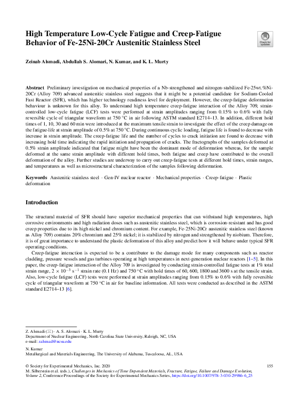(PDF) High Temperature Low-Cycle Fatigue and Creep-Fatigue Behavior of ...