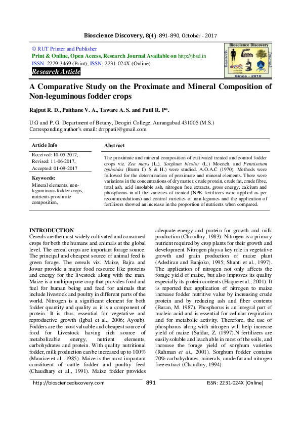 (PDF) A Comparative Study on the Proximate and Mineral Composition of ...