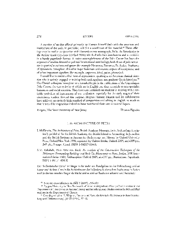 (PDF) The Architecture of Petra. Rezension zu: J. McKenzie, The ...