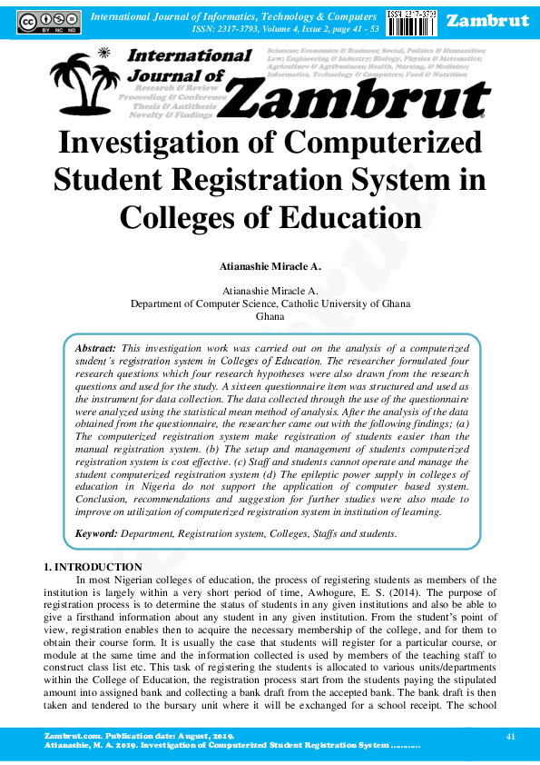 (PDF) Investigation of Computerized Student Registration System in ...