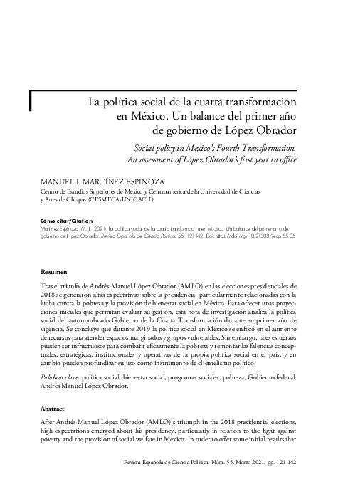 (PDF) La política social de la cuarta transformación en México. Un ...