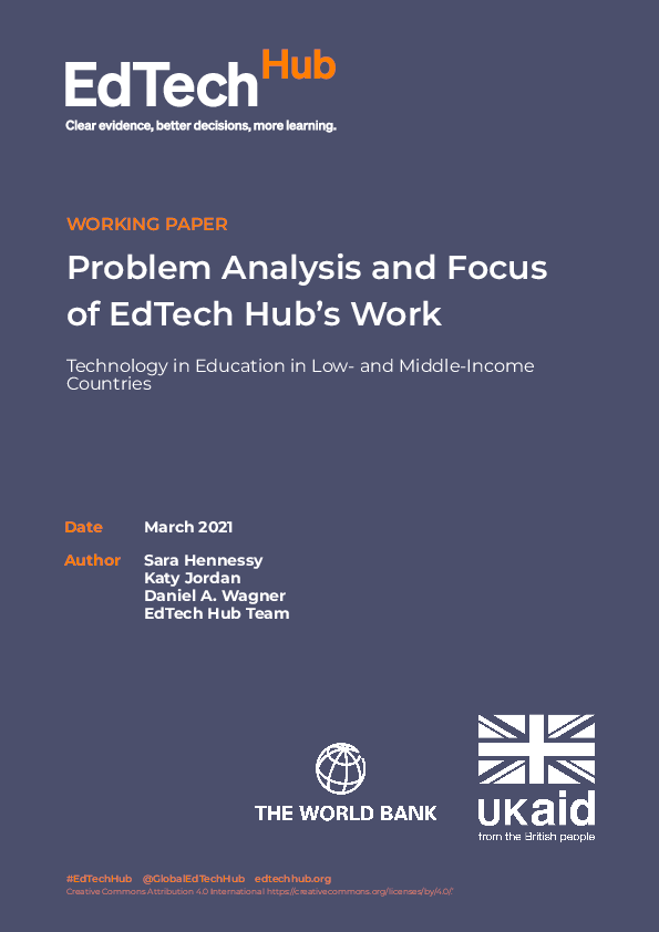 (PDF) Problem Analysis and Focus of EdTech Hub's Work Technology in ...