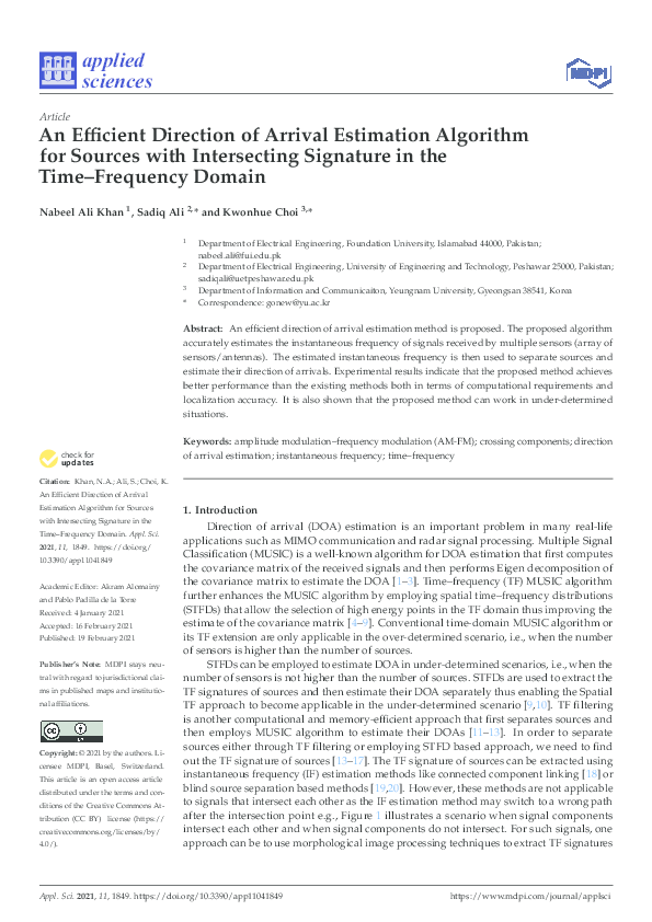 (PDF) An Efficient Direction of Arrival Estimation Algorithm for ...