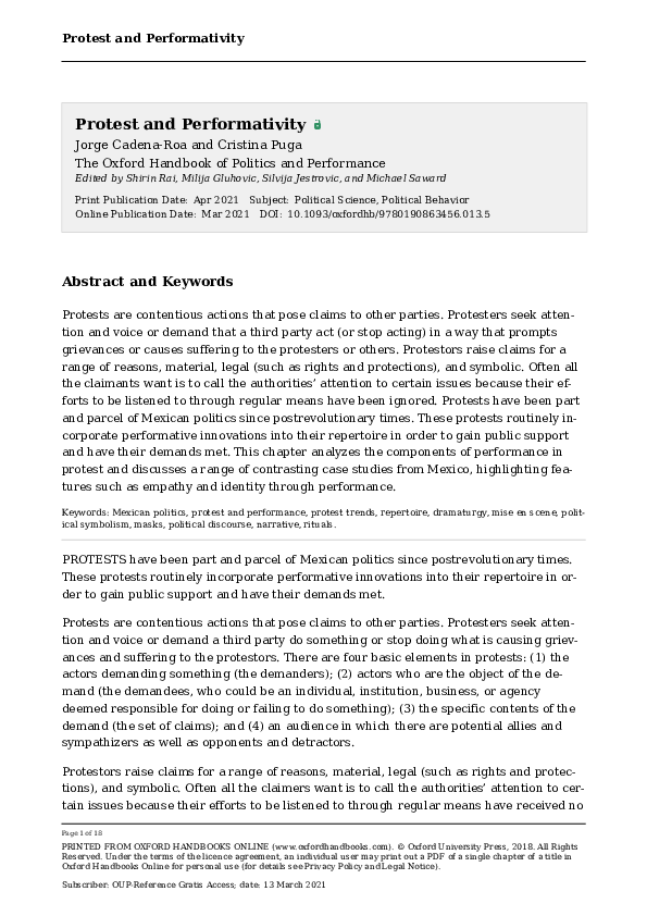 (PDF) Protest and Performativity