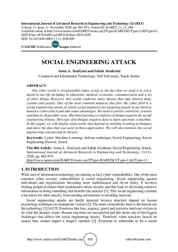 (PDF) SOCIAL ENGINEERING ATTACK