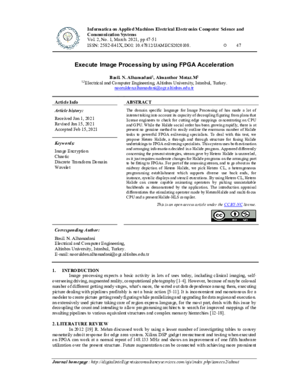 (PDF) Execute Image Processing by using FPGA Acceleration