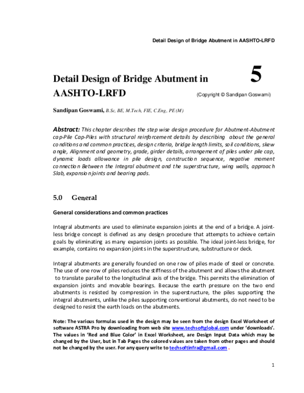 (PDF) Detail Design of Bridge Abutment in AASHTOLRFD Detail Design of Bridge Abutment in 5