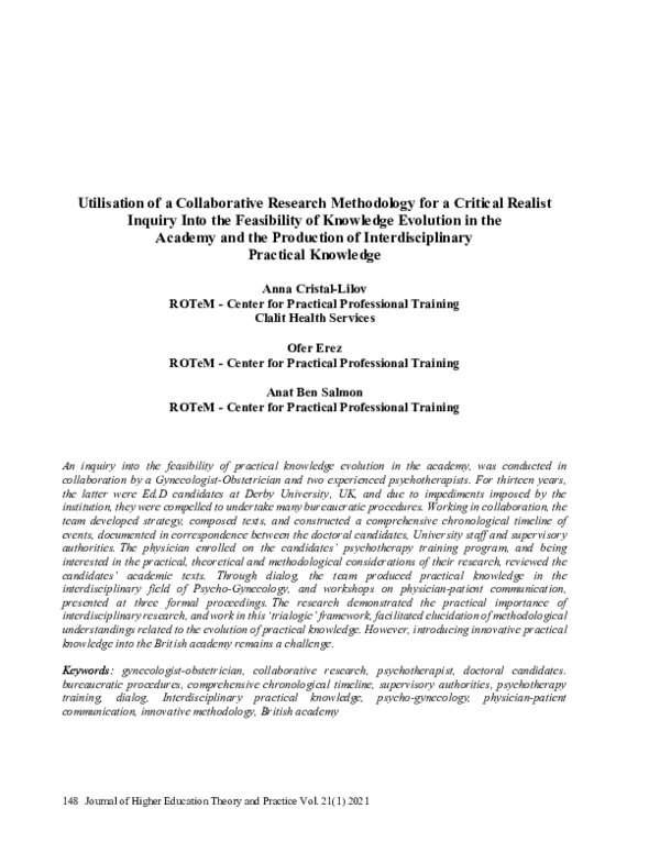 (PDF) Utilisation of a Collaborative Research Methodology