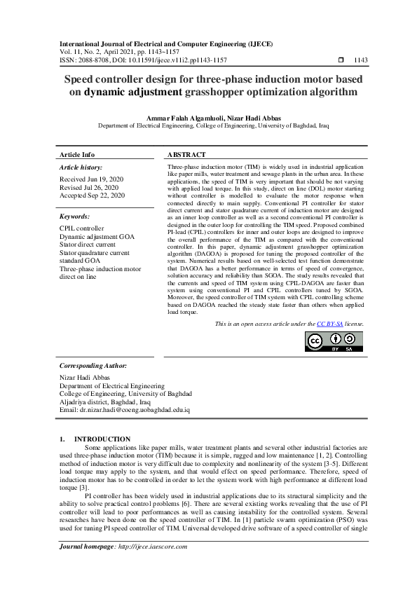 (PDF) Speed controller design for three-phase induction motor based on ...