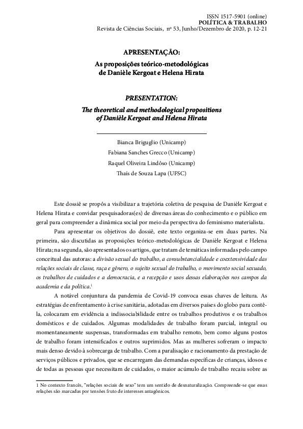 (PDF) APRESENTAÇÃO As proposições de Danièle