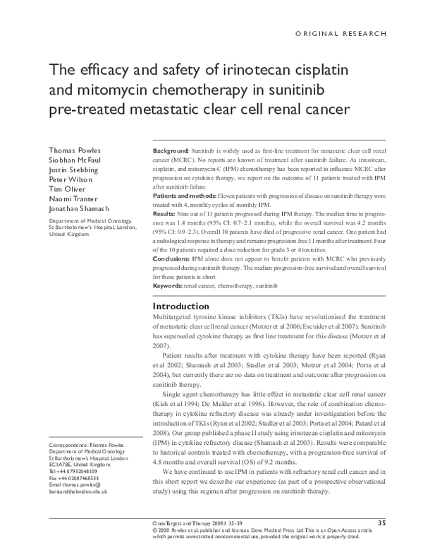 (PDF) The efficacy and safety of irinotecan cisplatin and mitomycin ...