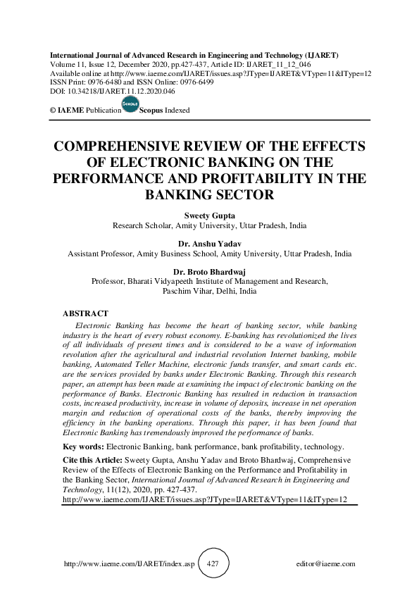 (PDF) COMPREHENSIVE REVIEW OF THE EFFECTS OF ELECTRONIC BANKING ON THE ...