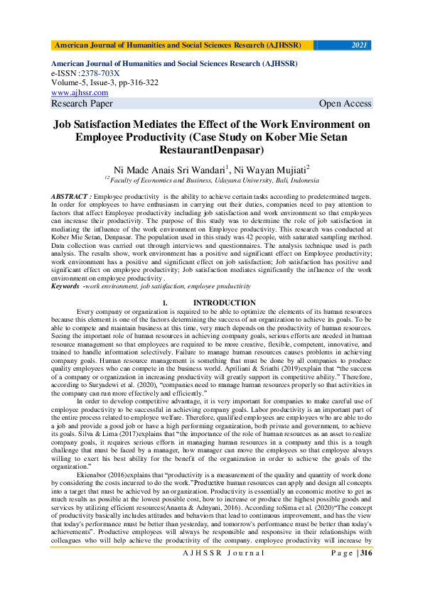 Pdf Job Satisfaction As A Mediator In Productivity Pdf Job Satisfaction As A Mediator In Productivity