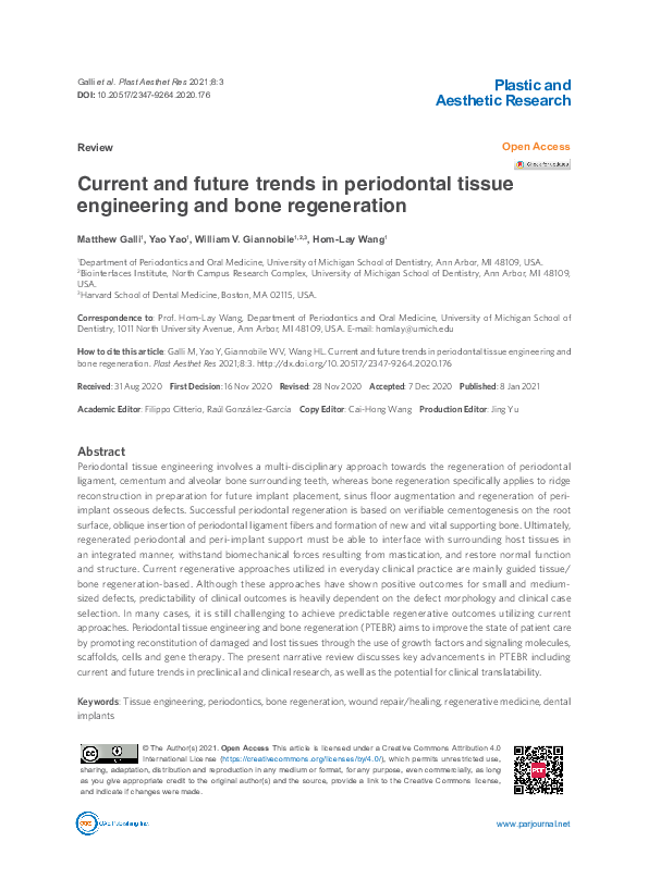 (PDF) Current and future trends in periodontal tissue engineering and ...