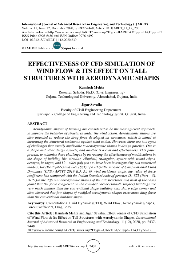 (PDF) EFFECTIVENESS OF CFD SIMULATION OF WIND FLOW & ITS EFFECT ON TALL ...