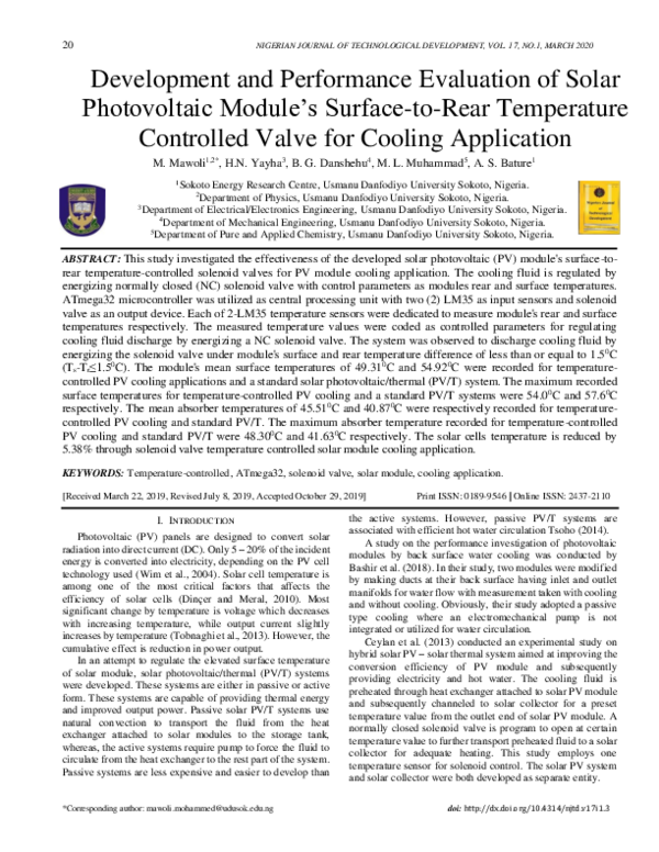 (PDF) Development and Performance Evaluation of Solar Photovoltaic ...