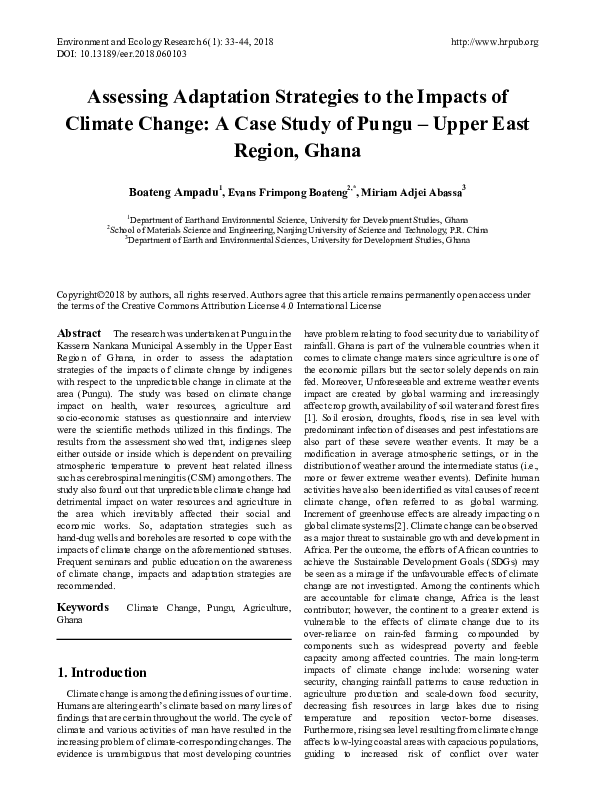 (PDF) Assessing Adaptation Strategies to the Impacts of Climate Change ...