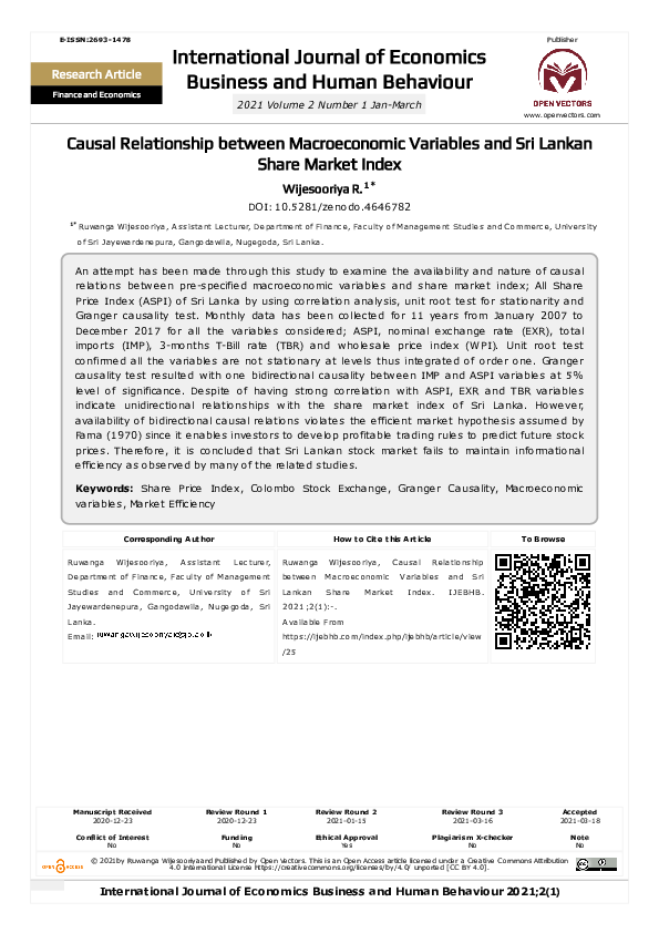 (PDF) Causal Relationship between Macroeconomic Variables and Sri ...