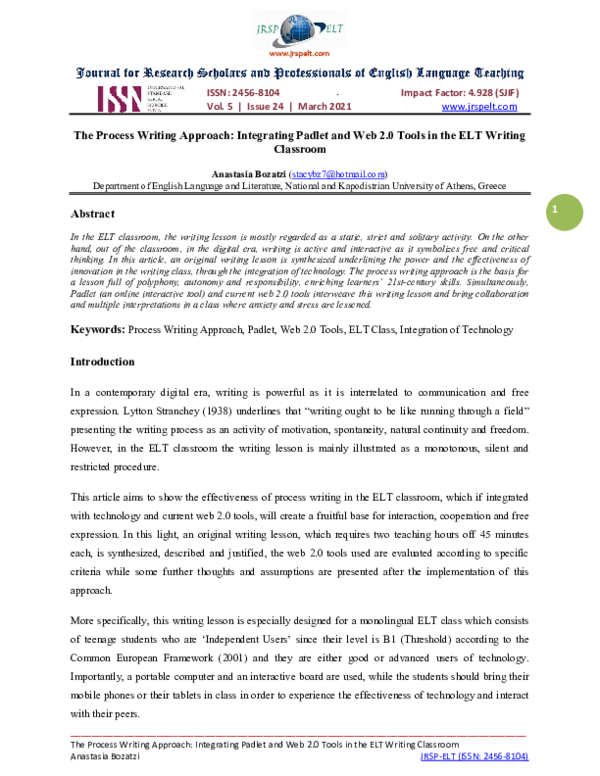 (PDF) The Process Writing Approach: Integrating Padlet and Web 2.0 ...