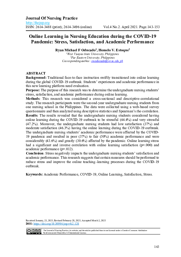 (PDF) Online Learning in Nursing Education during the COVID-19 Pandemic ...